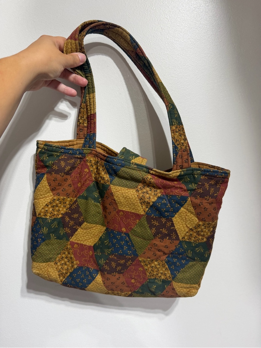 Vintage Inspired Quilted Patchwork shoulder bag – Earth Tones